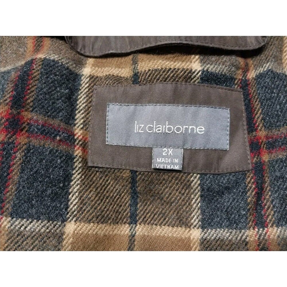 Vtg Liz Claiborne Women Size 2X Parka Coat Jacket Zip Snap Removable Hood Lining - Picture 3 of 15